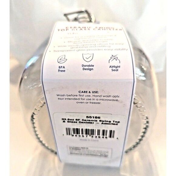 Succulent Ceramic Lid Glass Clamp Jar Canister Green Floral 34 Oz. 6-in Gift - Picture 4 of 6